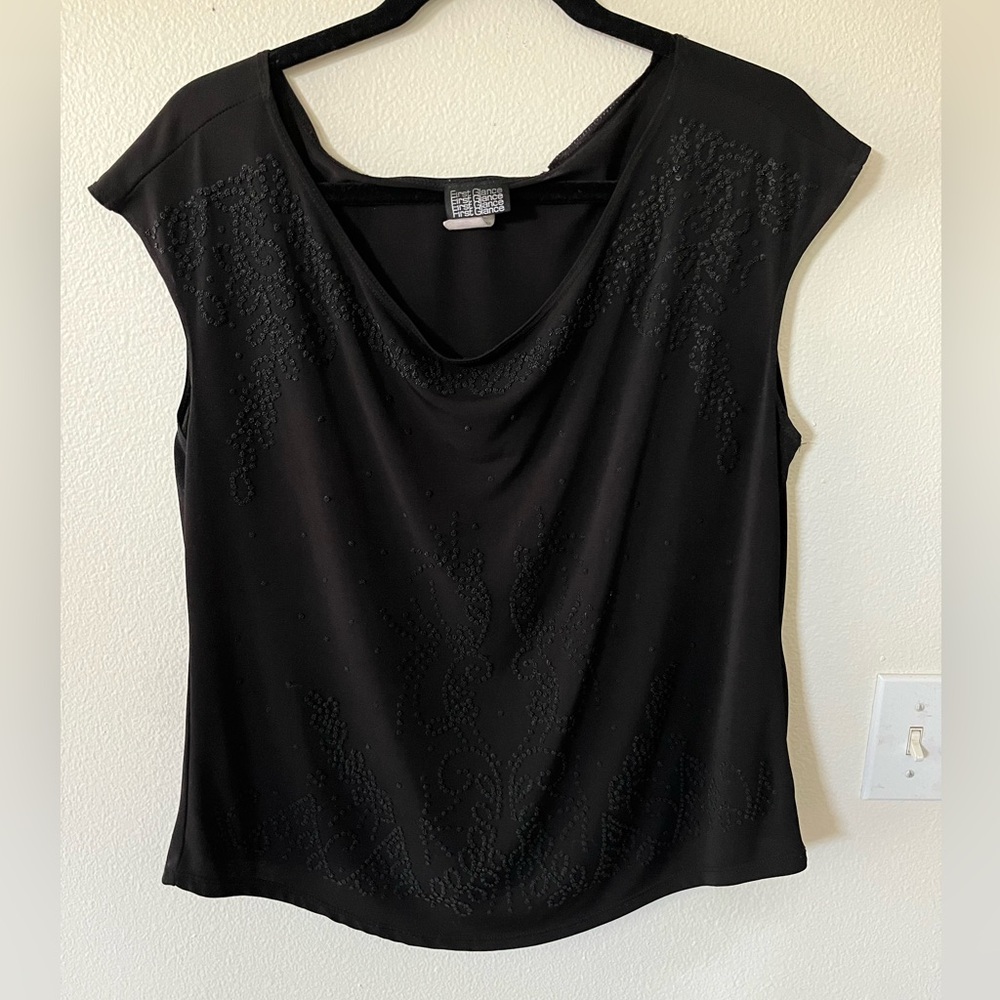 Black beaded blouse. Size XL